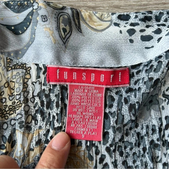 Funsport Animal Print  Sequins Ruffles Blouse - Picture 7 of 13